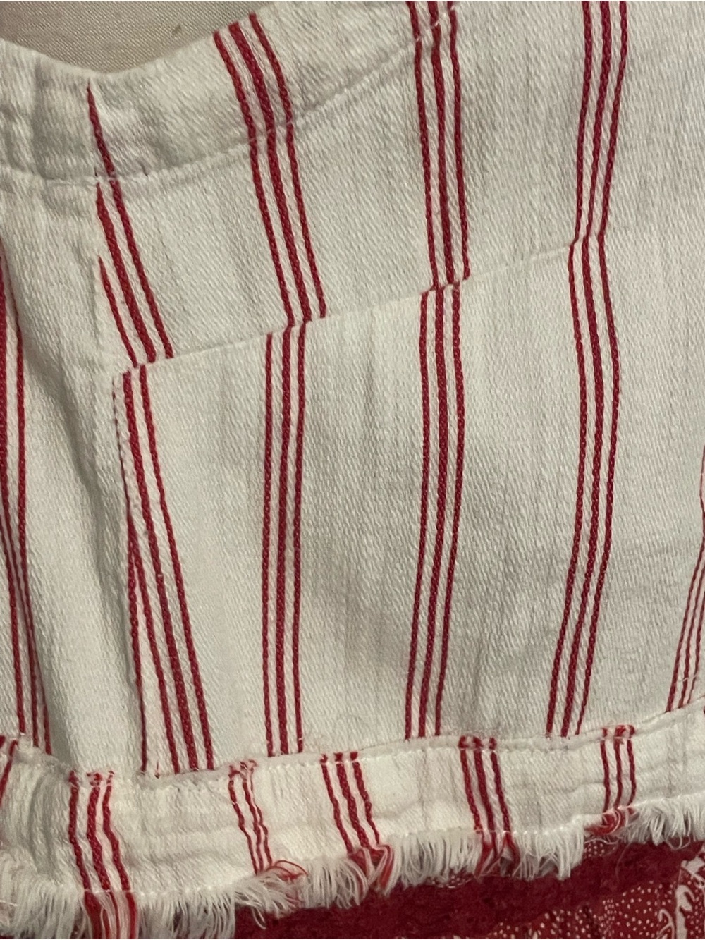 Laugh Bespoke Vintage Upcycled Boho Tiered Red White Maxi Dress Womens XXL - Picture 12 of 15